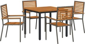 vidaXL Set de masă pentru grădină 5 pcs Gri și Brown poliratan