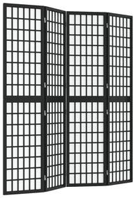 352080 vidaXL Paravan pliabil cu 4 panouri, stil japonez, negru, 160x170 cm