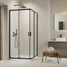 Cabina de dus dreptunghiulara cu usa glisanta Radaway Alienta 80x100 cm negru-transparent