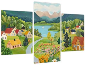 Tablou - Sat în Munți (90x60 cm)