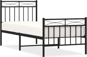 vidaXL Cadru pat metalic cu tăblii de cap/picioare, negru, 80x200 cm