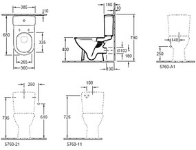 Vas wc stativ monobloc, direct flush, rotund, alb, O.Novo, Villeroy  Boch