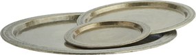 Set 3 tăvi rotunde din aluminiu forjat manual, D28/42/58 cm, „Artisan"