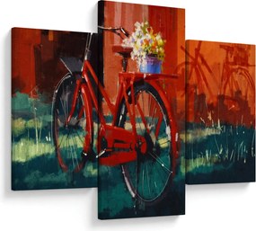 Tablou - Bicicleta roșie, pictură acrilică (90x60 cm)