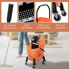 HOMCOM Carucior de Curățenie Profesional, Compact, Ideal pentru Spații Mici, 44×36×90 cm | Aosom Romania
