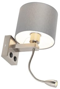 Lampa de perete moderna din otel cu abajur gri - Brescia