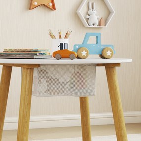 AIYAPLAY Set 1 masă rotundă, 2 scaune pentru copii, 3 piese, spătar în formă de urs, activități, activități creative, mese, 3-6 ani | Aosom Romania