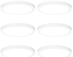 Set de 6 spoturi încastrate sau montate la suprafață albe 30 cm, inclusiv LED, cu atenuare în 3 trepte până la cald - Trans
