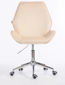 HR350K Scaun Crem din Catifea Bază Cromata