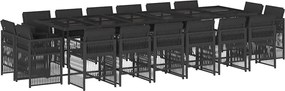 vidaXL Set mobilier de grădină cu perne, 17 piese, negru, poliratan