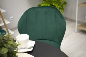 Scaun de masa din catifea verde cu picioare negre, TERNI