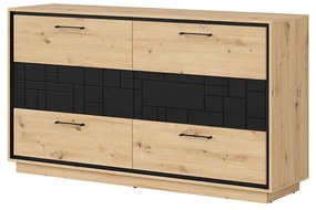 Comodă Pont KOM6S (Stejar artisan + Negru mat). 1063043