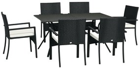 Outsunny Set de 7 Piese din Ratan pentru Luat Masa, Set de Mese | Aosom Romania