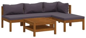 3086894 vidaXL Set mobilier de grădină cu perne, 5 piese, lemn masiv acacia
