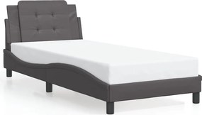 vidaXL Cadru de pat fără saltea, Zadar, gri, 80x200 cm, piele ecologică