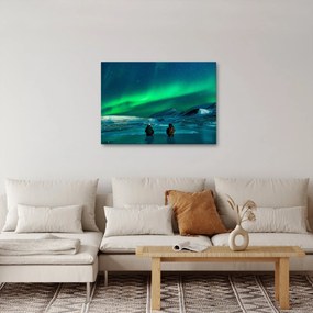 Tablou cu oameni la Aurora borealis (70x50 cm)