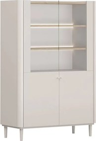 Vitrină cu picioare Elivo 100 cm, cu două uși - cașmir / stejar uleiat