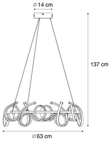 Lampă suspendată de design neagră rotundă cu dimmer în 3 trepte - Krisscross