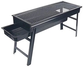 Gratar pliabil pentru camping si pescuit HouseXL™ Mini Barbecue, Din otel, Sarma grill cromata, 60 X 22 CM, Negru