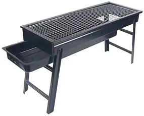 Gratar pliabil pentru camping si pescuit HouseXL™ Mini Barbecue, Din otel, Sarma grill cromata, 60 X 22 CM, Negru