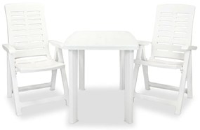 Set mobilier bistro, 3 piese, alb, plastic Alb, 3