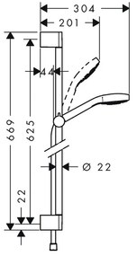 Set de dus Hansgrohe, Croma Select E Vario, para dus 3S, bara dus 65 cm, alb si crom