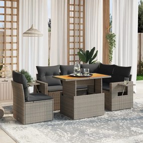 3271760 vidaXL Set mobilier grădină cu perne, 6 piese, gri, poliratan