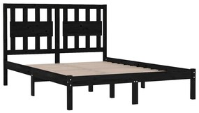 Cadru pat 5FT King Size, negru, 150x200 cm, lemn masiv de pin Negru, 150 x 200 cm