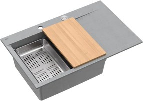 Statie de lucru incastrata Quadron Josh 111 finisaj gri silver stone - inox 78x50 cm