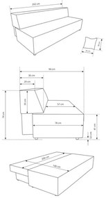 Canapea extensibilă 3 locuri cu spațiu de depozitare TERAMO bej