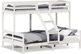 vidaXL Pat supraetajat, 80x200/140x200 cm, alb, lemn masiv de pin