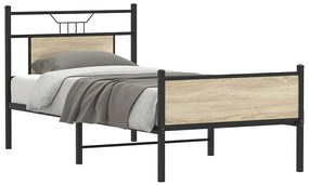 vidaXL Cadru pat fără saltea stejar sonoma, 90x190 cm, lemn prelucrat
