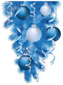 Sticker decorativ Decoratiune Craciun Globuri Albastre