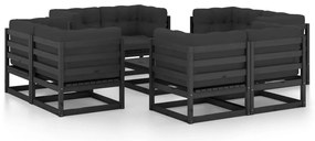 vidaXL Set mobilier grădină cu perne, 9 piese, lemn masiv pin