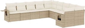 vidaXL Set canapele de grădină cu perne, 10 piese, bej, poliratan