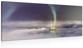 Tablou aurora polară deasupra lacului înghețat