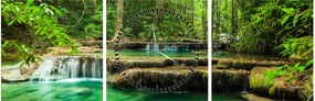 Tablou - Cascada verde (cu ceas) (90x30 cm)