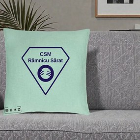 Perna Personalizata CSM Ramnicu Sarat Fotbal, 40x40 cm, Verde Menta, Husa Detasabila, Perna Inclusa, BEKZ®