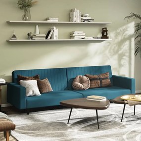 337649 vidaXL Canapea extensibilă cu 2 locuri, albastru, catifea