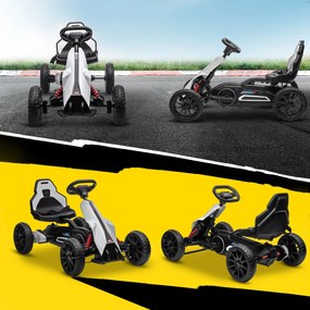 HOMCOM Go-Kart Electric Pentru Copii 3-8 Ani, 3-5 Km/h, Alb | Aosom Romania