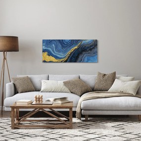 Tablou - Abstracție albastru-aurie (120x50 cm)