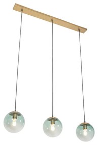 Lampă suspendată Art Deco din alamă cu sticlă verde cu 3 lumini - Pallon Mezzi