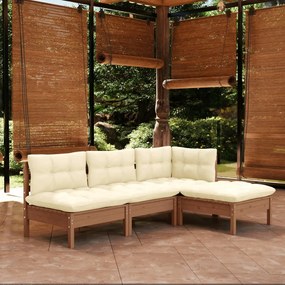 Set mobilier gradina cu perne, 4 piese, maro miere, lemn de pin