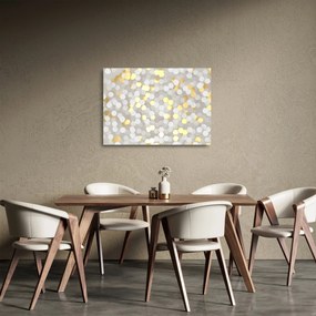 Tablou pe sticlă - Hexagoane alb - auriu (70x50 cm)