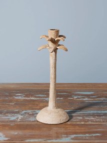 Suport lumanare bej din aluminiu H29cm Palm
