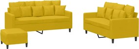 vidaXL Set de canapele cu perne, 3 piese, galben, catifea