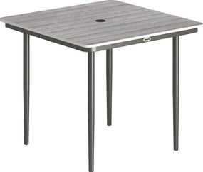 Outsunny Masă de grădină dreptunghiulară pentru 4 persoane, masă de luat masa exterioară cu orificiu pentru umbrelă, 85 x 85 x 72,5 cm, gri | Aosom Romania