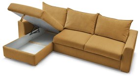 Colțar galben extensibil cu tapițerie din catifea reiată (cu colț variabil) Augustin – Bobochic Paris