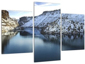 Tablou - peisaj de iarnă cu lac (90x60 cm)
