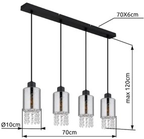 Lustră pe cablu Globo 15799-4H BACKEY 4xE27/40W/230V